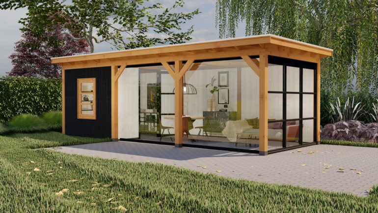 buitenverblijf Parijs L - Dakmaat 8560x3810mm - Staandermaat 8020x3270mm -_rechterzijde