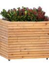 Bloembak Krefeld Red Class Wood 60x80x60 cm op wieltjes